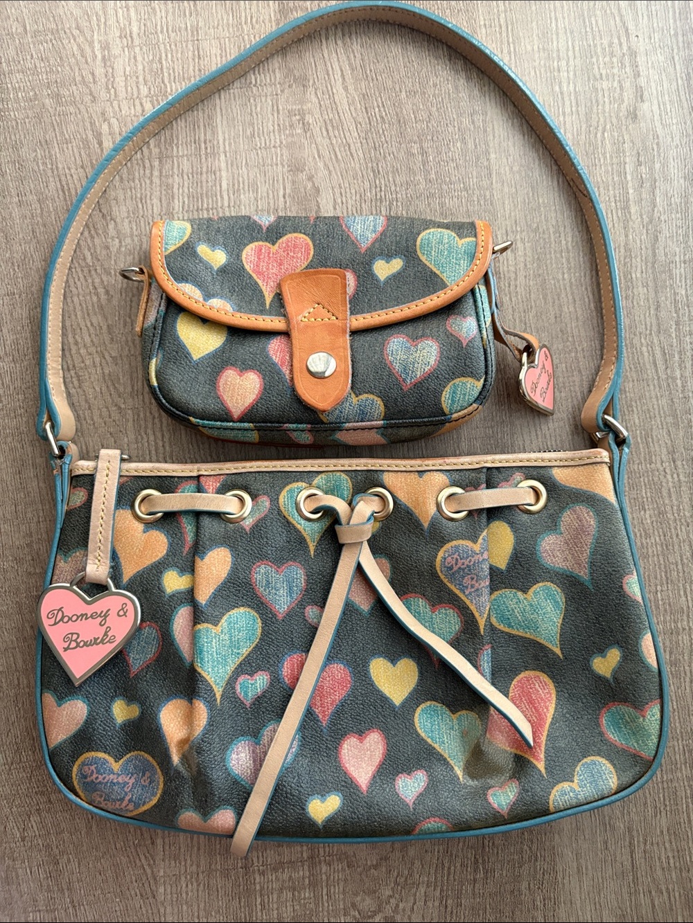 Dooney & Bourke Multicolor Heart Print Two-Piece Shoulder Bag Set